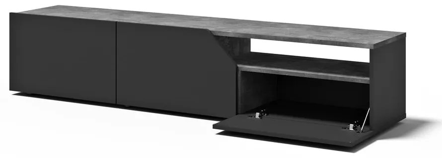 Czarna szafka pod TV w dekorze betonu 180x38 cm Verone – TemaHome