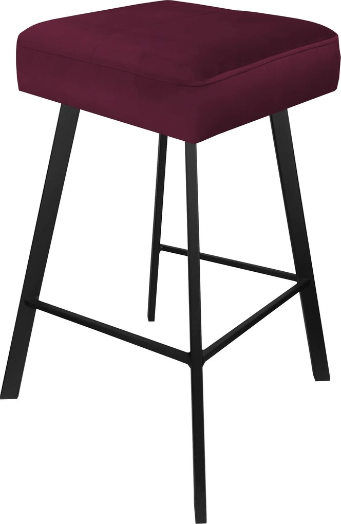 Hoker MAX krzesło barowe tkanina Welur podstawa metalowa : Kolor nogi - Czarna profil, Kolor tkaniny - VELVET - MG02, Typ siedziska - Siedzisko stałe