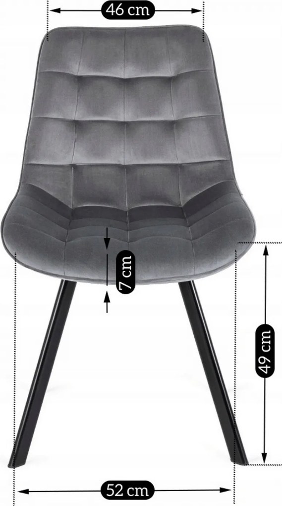 Krzesło Tapicerowane do Salonu RICK Szare Welurowe Nowoczesne Loft