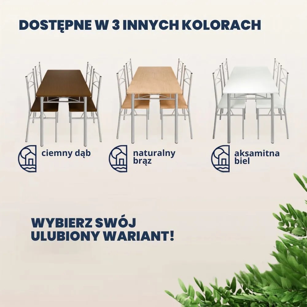 Zestaw jadalniany PAUL, 5 części, dąb brązowy Jurhan