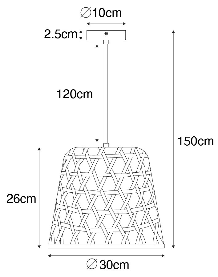 Orientalna lampa wisząca czarna z bambusem - RayanKolonialny Oswietlenie wewnetrzne