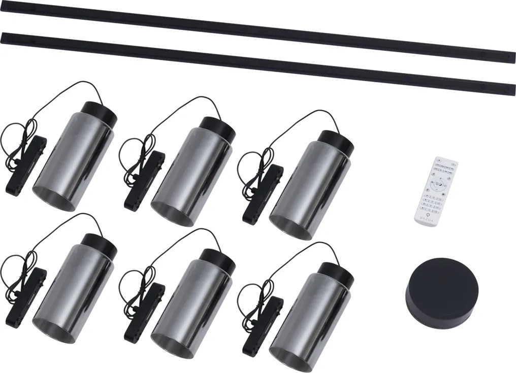Nowoczesny system oświetlenia szynowego z 6 czarnymi lampami wiszącymi 1-fazowymi - Magnetic Vance