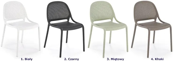 Nowoczesne sztaplowane krzesło khaki - Perso 3X