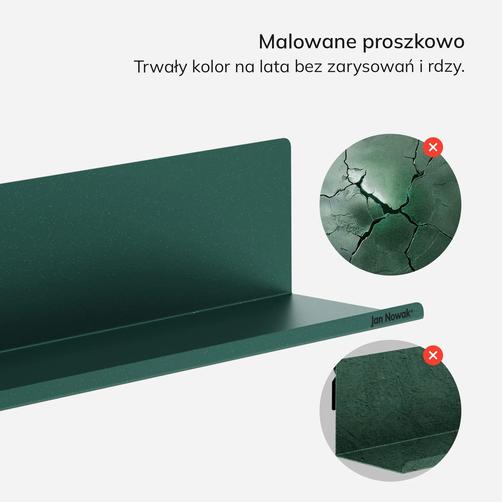 Półka wisząca metalowa butelkowa zieleń, 1200 mm: JOANNE Modern