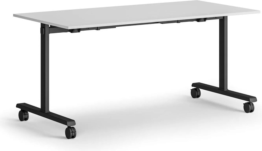 Mobilny stół MATCH, 160x80 cm, czarna podstawa, biały