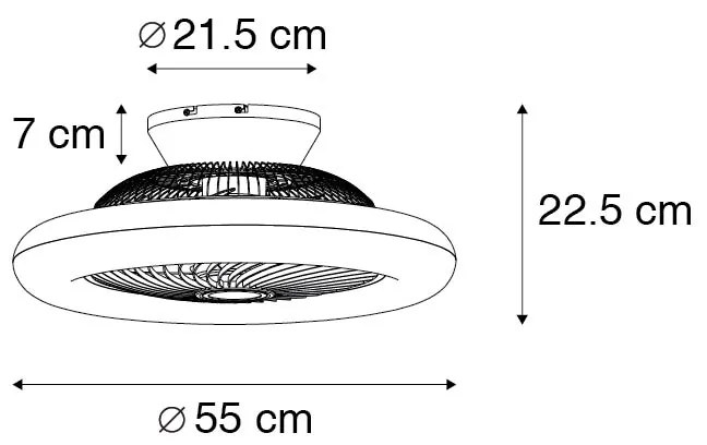 Wentylator sufitowy z lampą srebrny 55,5 cm z LED, ściemnialny, z pilotem - ClimaDesignerski Oswietlenie wewnetrzne