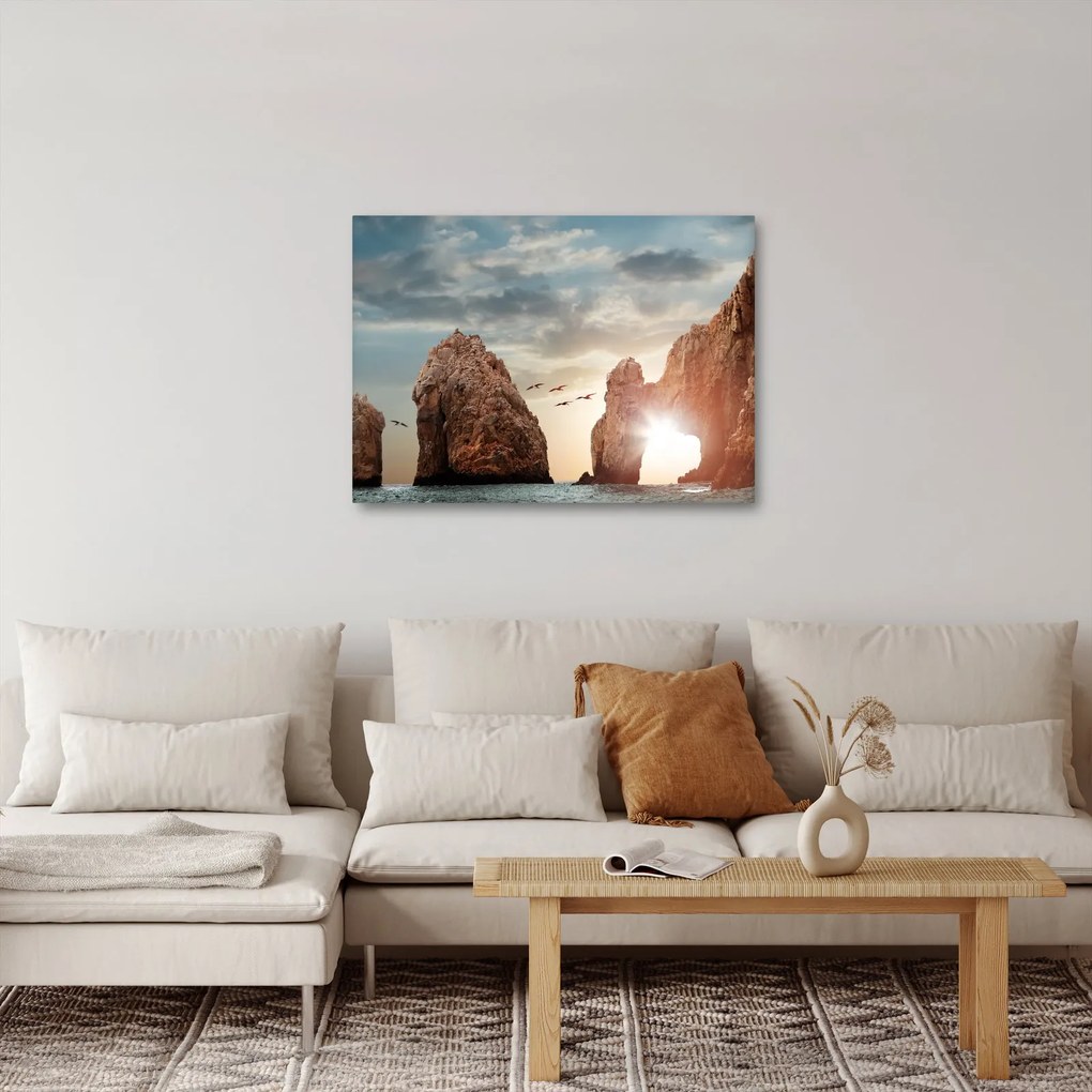 Obraz - Zachód słońca nad klifami (70x50 cm)