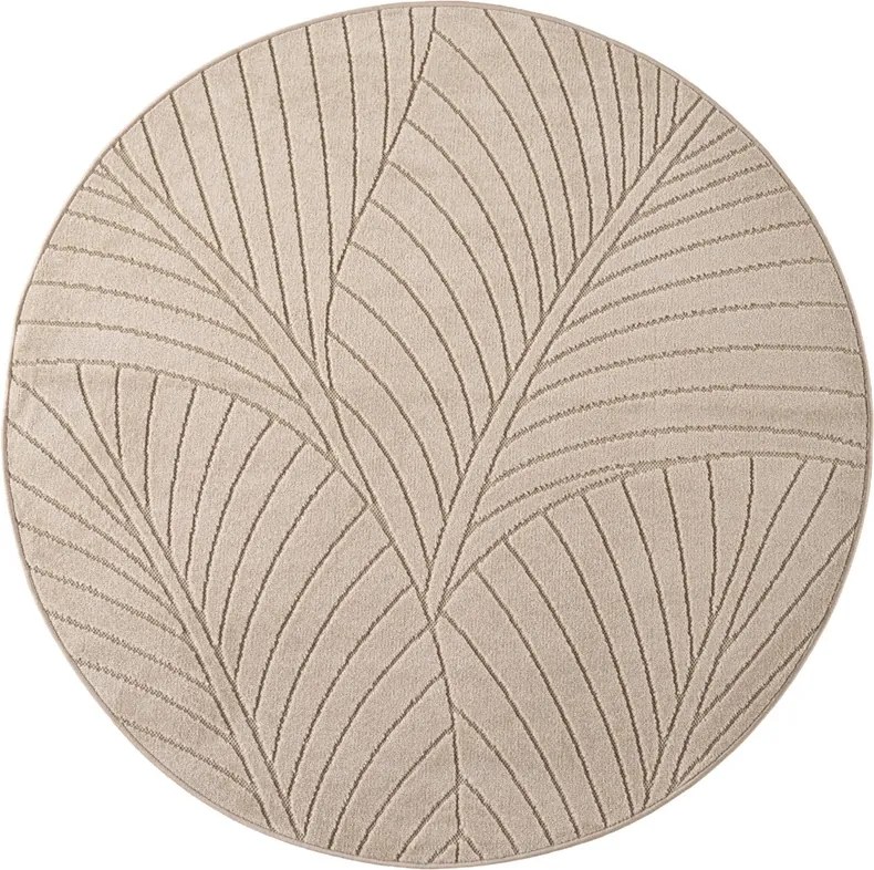 Dywan uniwersalny Nova 3D Motyw Roślinny beżowy koło 120 cm x 120 cm