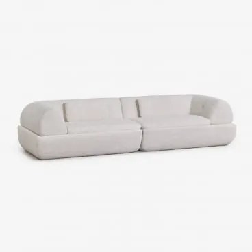 Sofa Dwuosobowa Z Welurem Owczym Pakowany Próżniowo Mirabel Tkanina Baranek Boucle Złamana Biel - Sklum