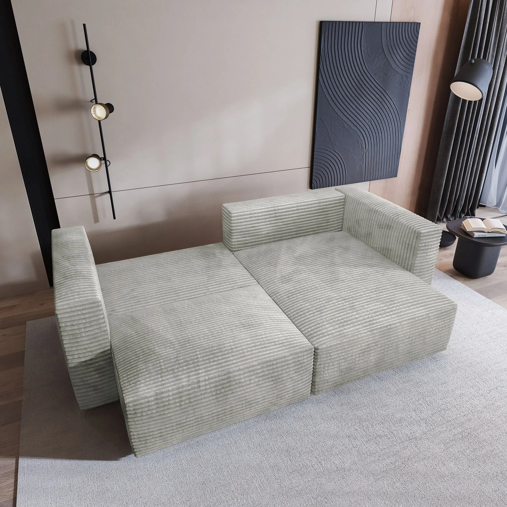 Masseno Narożnik NERIO z funkcją spania i pojemnikiem na pościel Narozniki L, Rozkładana sofa - Jasnoszary, TILIA 83