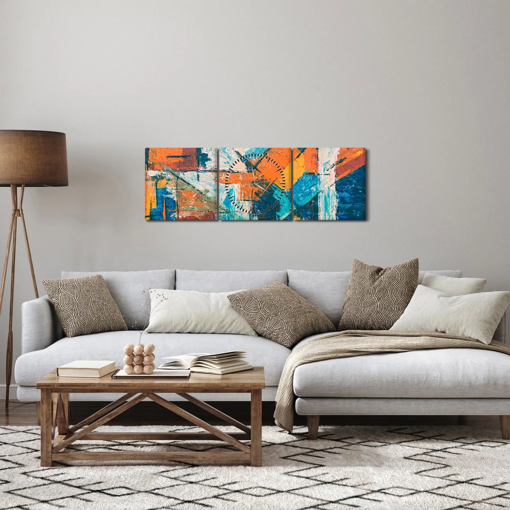 Obraz - Abstrakcja (z zegarem) (90x30 cm)