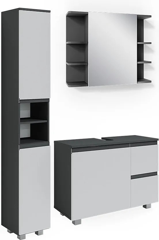 Zestaw mebli łazienkowych antracyt 80x33x60 j-shape