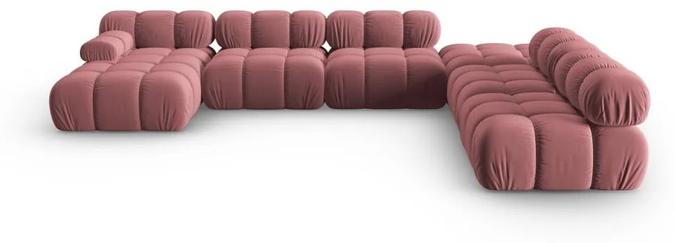 Różowa aksamitna sofa 379 cm Bellis – Micadoni Home