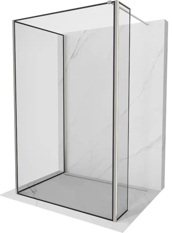 Mexen Kioto ścianka prysznicowa Walk-in 120 x 90 x 30 cm, czarny wzór, nikiel szczotkowany - 800-120-090-221-97-70-030