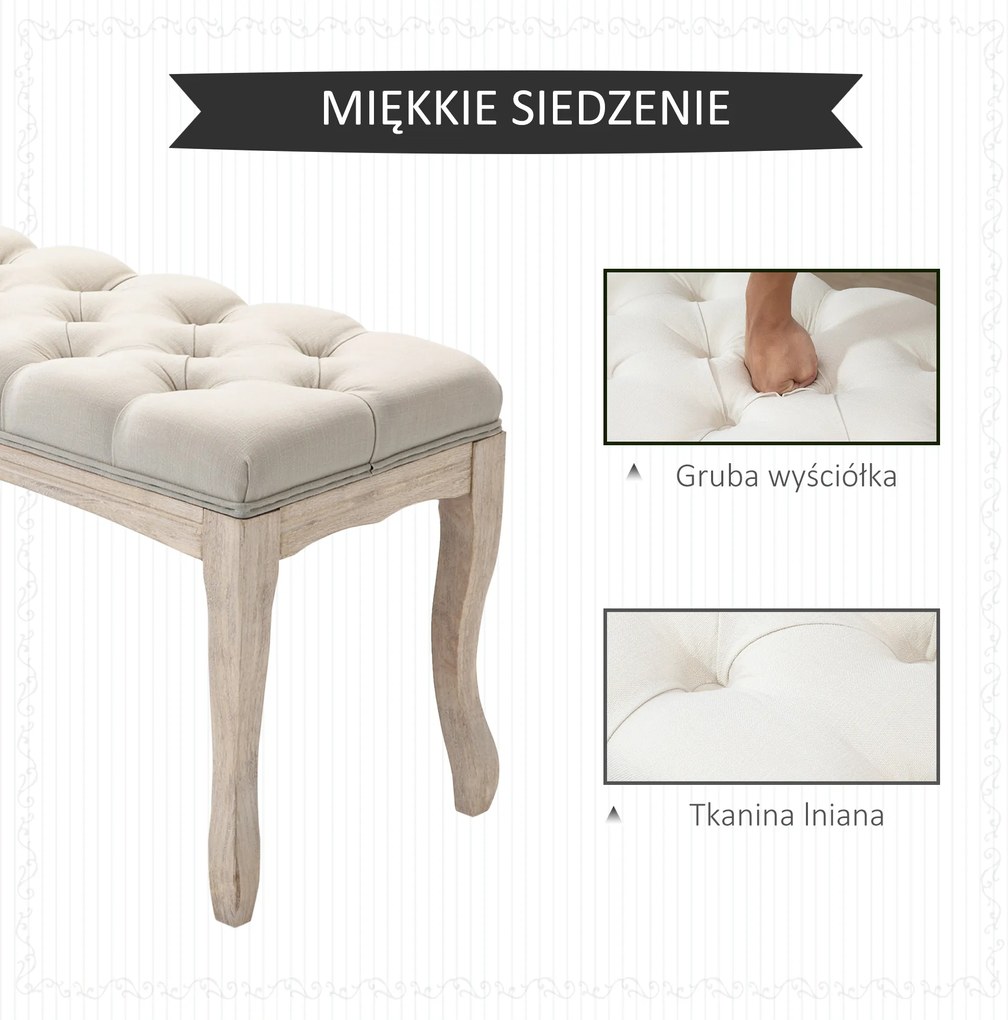 HOMCOM Ławka tapicerowana, 110 cm x 38 cm x 49 cm