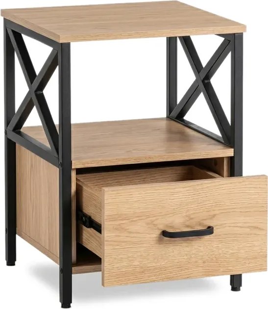 Szafka Nocna do Sypialni LOGAN 40 cm Dąb/Czarny Loft