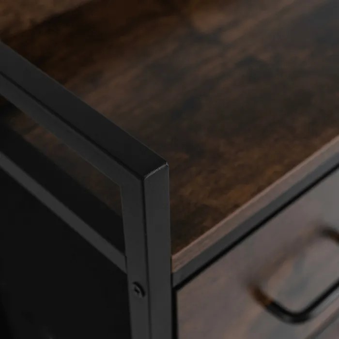 Komoda z Szufladami HUDSON 98 cm Dąb Rustykalny/Czarny Loftowa