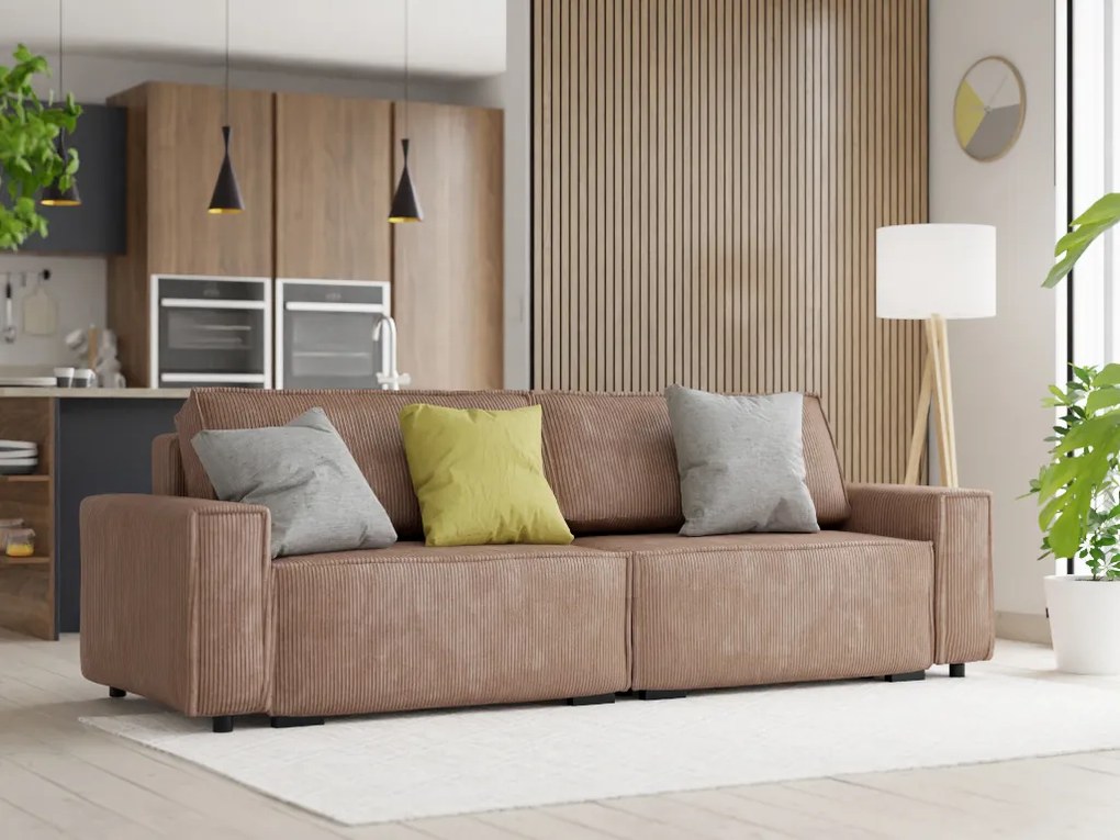 Trzyosobowa sofa rozkładana SMART brązowa