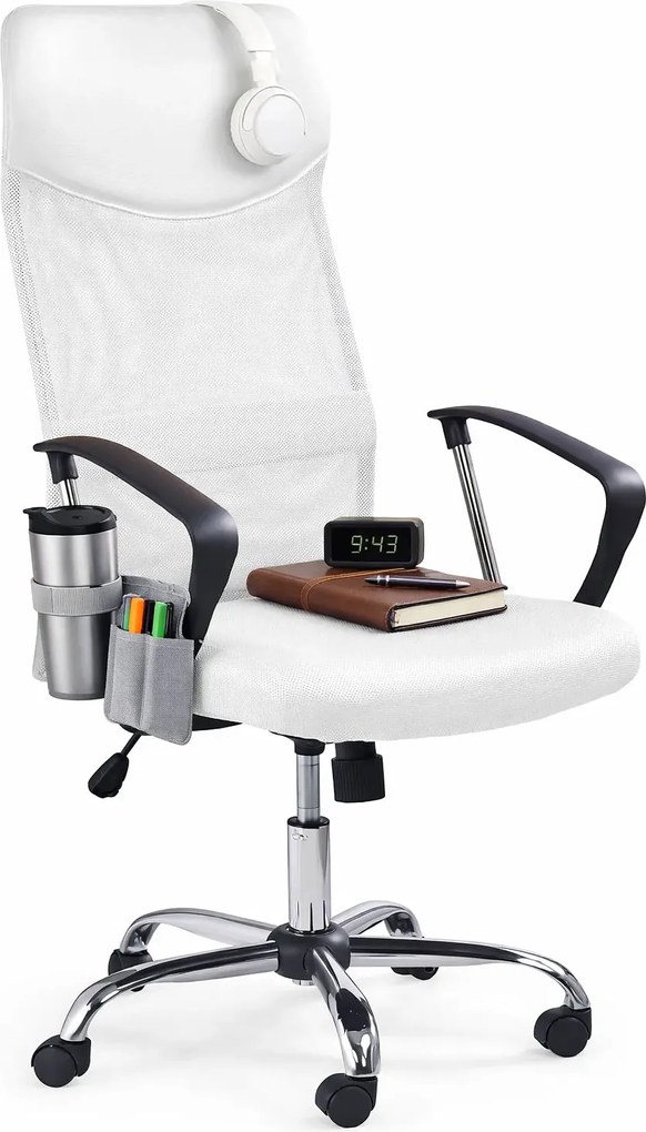 Biały obrotowy fotel biurowy do komputera E1-G36