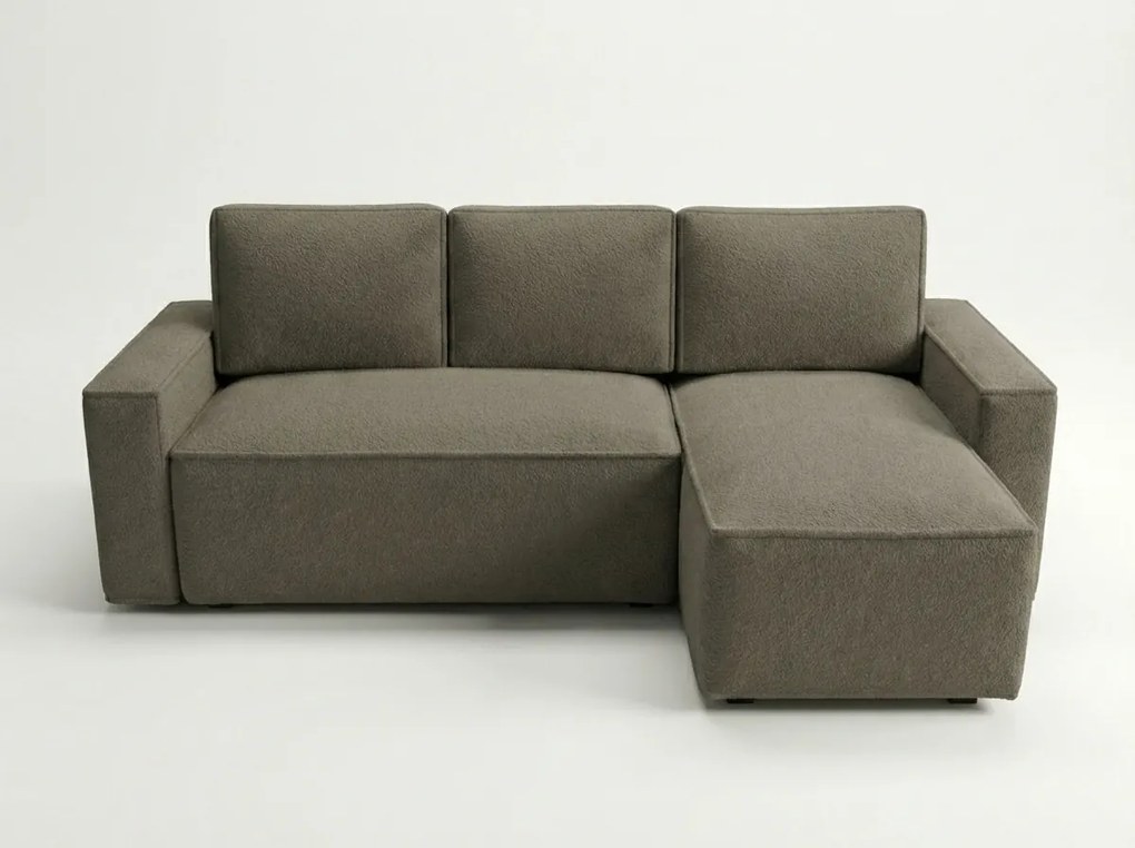 Rozkładana dwustronna sofa narożna do L SMART BOUCLE 232x143 cm, szaro-beżowa