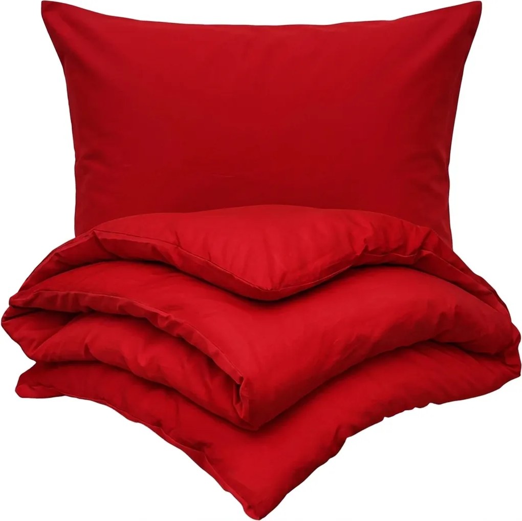 Kvalitex Pościel bawełniana czerwona, 220 x 200 cm, 2 szt. 70 x 90 cm, 220 x 200 cm, 2 szt. 70 x 90 cm