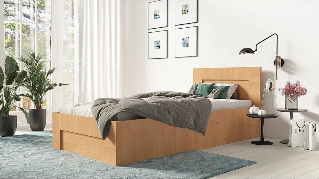 Łóżko 100cm x 200cm Otwierane z boku | OLCHA | Pojemnik + Stelaż