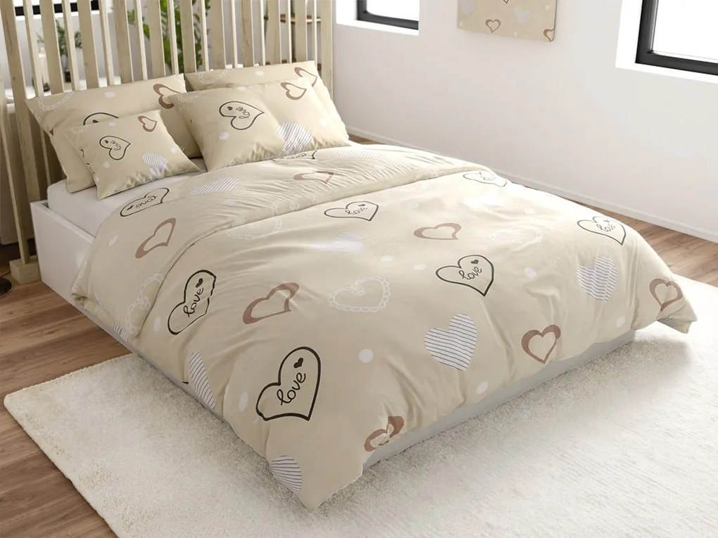 PrzytulneMieszkanie.pl PrzytulneMieszkanie.pl Bawełniana pościel DEAMON POLY beżowa Rozmiar pościeli: 2 szt 70 x 90 cm | 200 x 220 cm