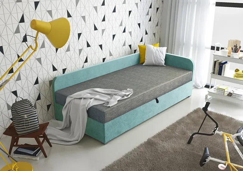 Tapczan młodzieżowy szary + niebieski L7-N52