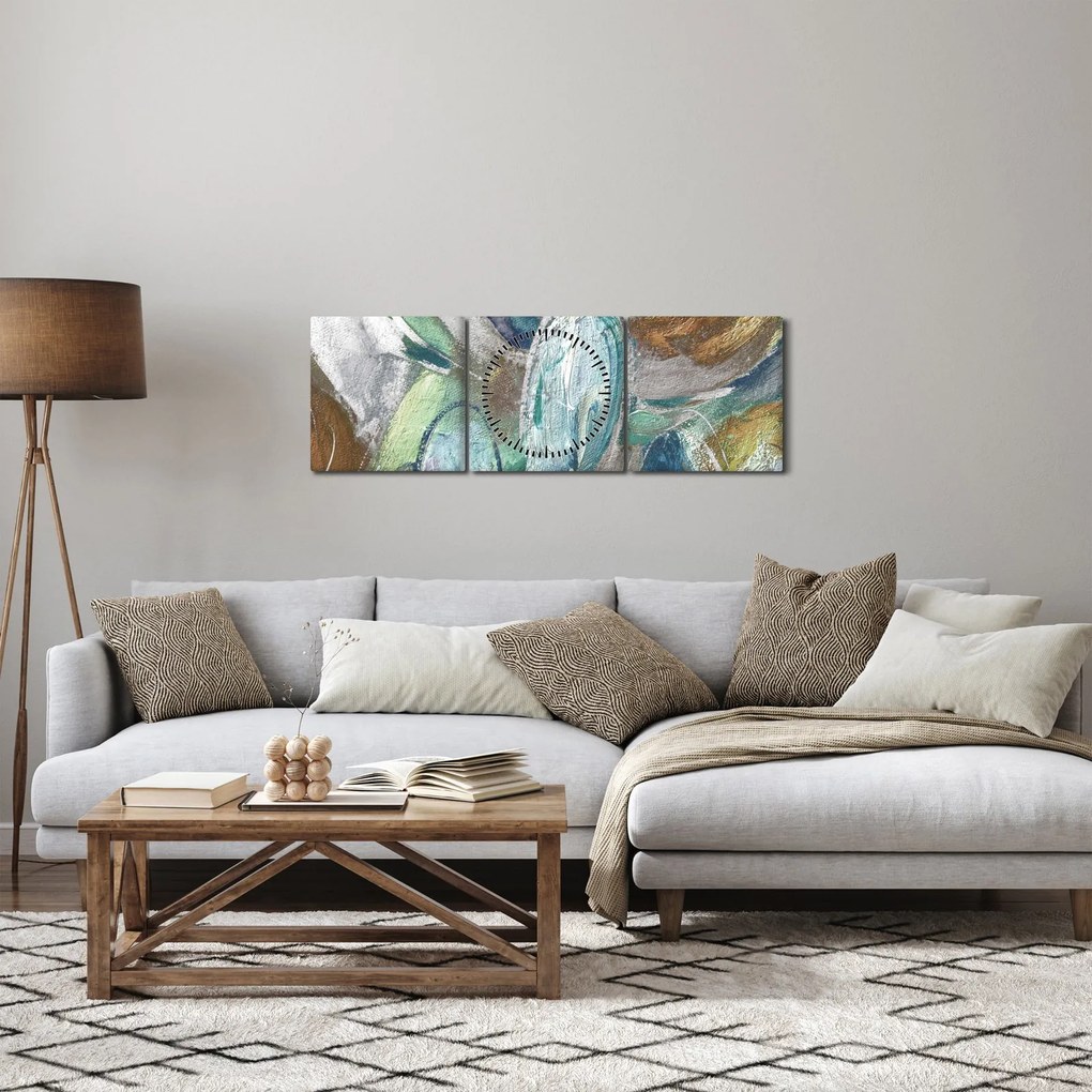 Obraz - Abstrakcyjny obraz postaci (z zegarem) (90x30 cm)