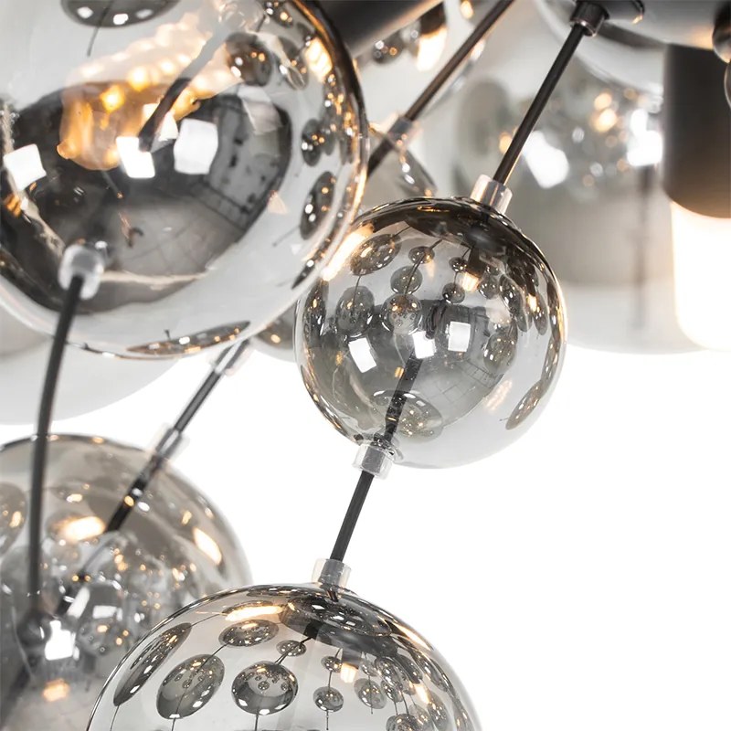 Designerska lampa sufitowa czarna z dymionym szkłem 4-światła - ExplodeDesignerski Oswietlenie wewnetrzne