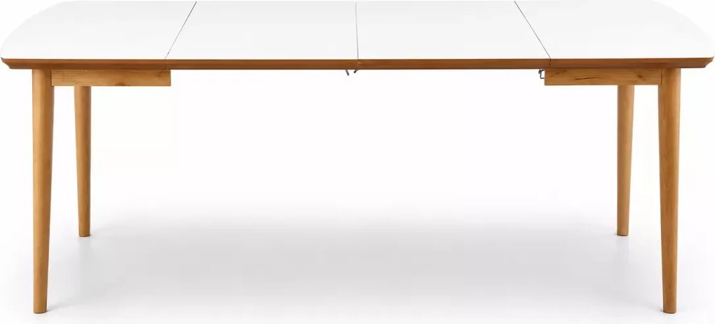 Biały stół rozkładany Barr 90–190 cm MDF – nowoczesny, lite drewno bukowe, kompaktowy