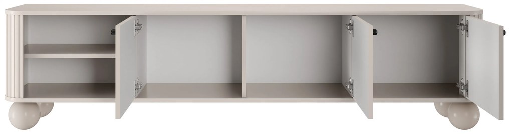 Szafka RTV Vesper 187 cm trzydrzwiowa - kaszmir / czarne uchwyty / nogi kule