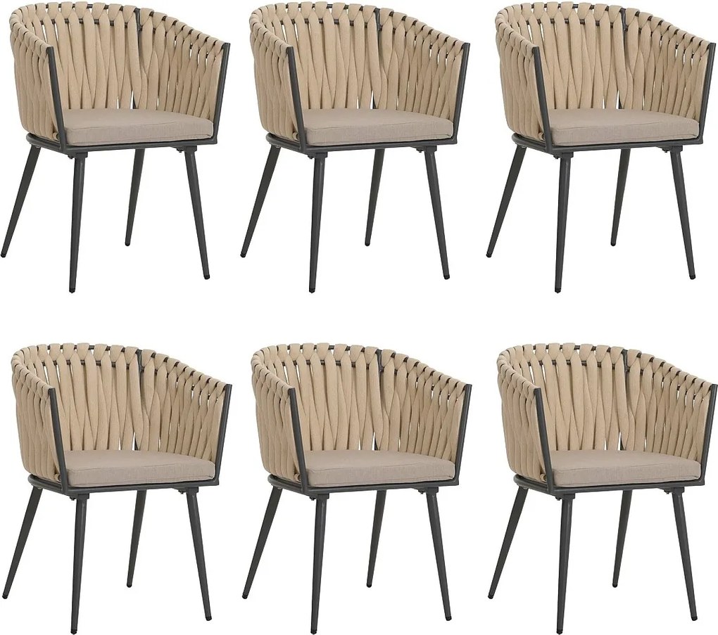 Krzesło do jadalni MCW-N38 (zestaw 6 sztuk),  kremowa poduszka jasnobrązowa