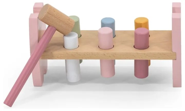 Viga polarb drewniana przebijanka wbijanka z młoteczkiem lisek montessori