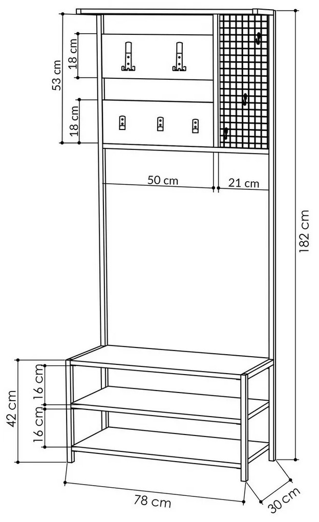 Wieszak z półką na buty Nomad Anthracite and Black