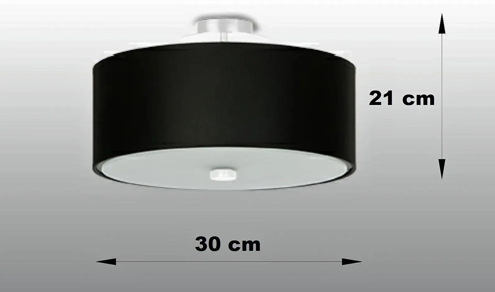 Czarny okrągły plafon z abażurem 30 cm - EX661 G9-R65