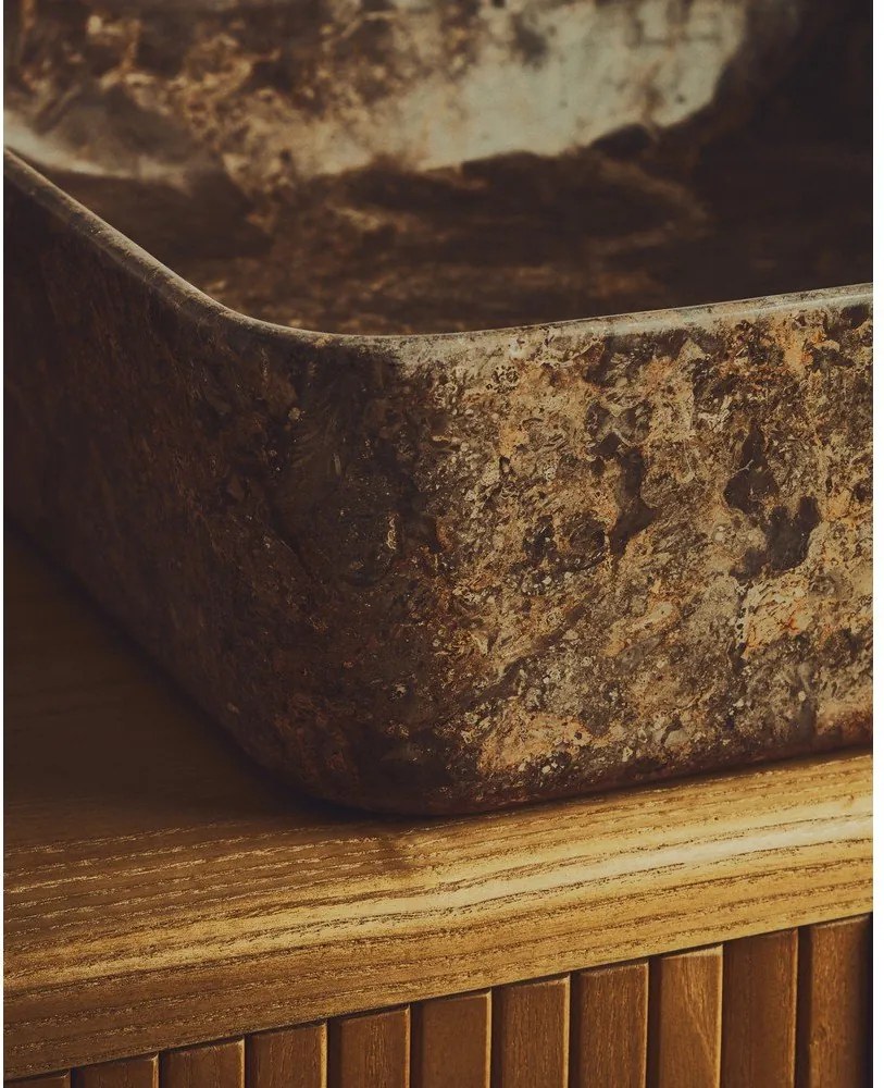 Szara kamienna umywalka 40x40 cm Darnen – Kave Home