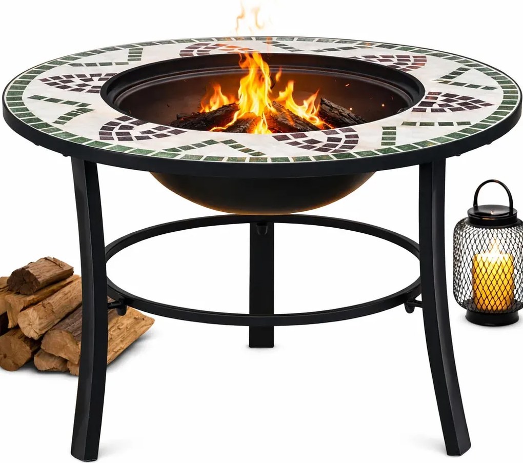 Okrągłe zielone dekoracyjne palenisko ogrodowe P7-L63