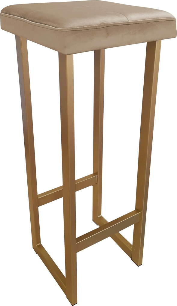 Hoker ALEX krzesło barowe tkanina Welur podstawa metalowa : Kolor Stelaża - Złoty, Kolor tkaniny - VELVET - MG06, Wysokość - 90 cm