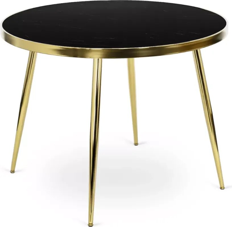 Elegancki stół Cantiero 100 cm – okrągły stół glamour ze szklanym blatem i złotymi nogami