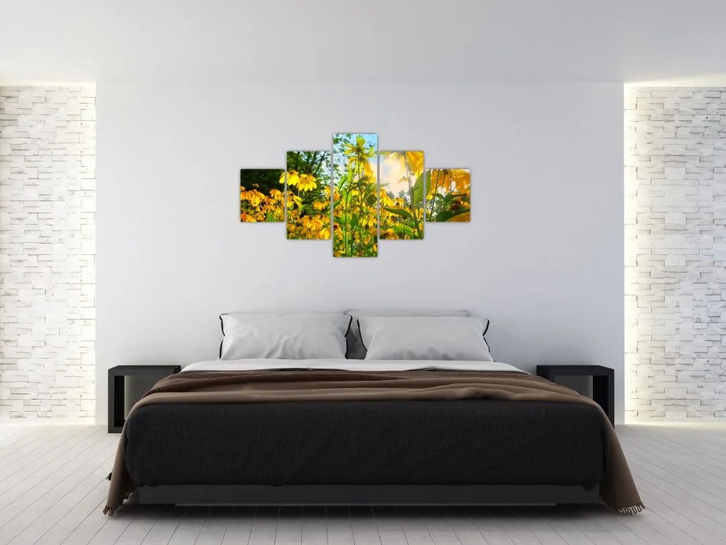 Obraz żółtych kwiatów (125x70 cm)