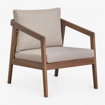 Fotel Z Drewna Akacjowego Kaela Ciemny Akacjowy Brąz & Tkanina W Kolorze Orzecha Laskowego - Sklum