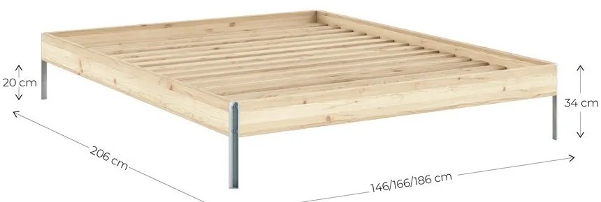 Łóżko dwuosobowe z litego drewna sosnowego bez zagłówka ze stelażem 160x200 cm w naturalnym kolorze Core – Karup Design