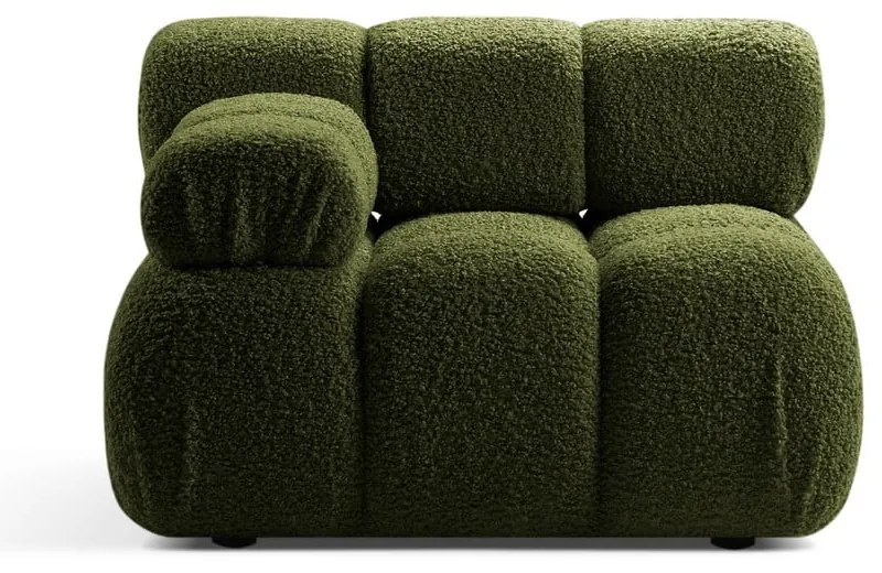 Zielony moduł sofy z materiału bouclé (lewostronny) Bellis – Micadoni Home