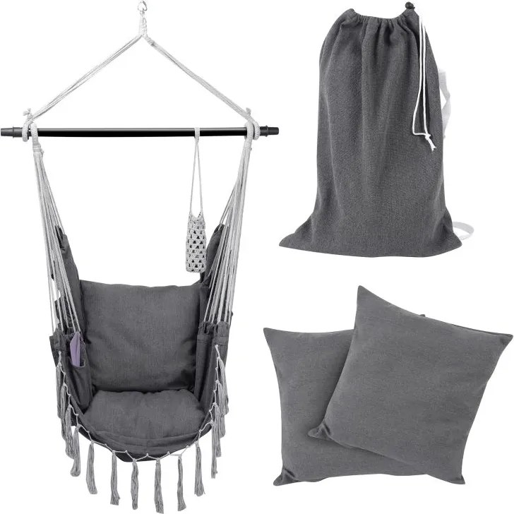 MIADOMODO Wiszący fotel bujany, antracyt