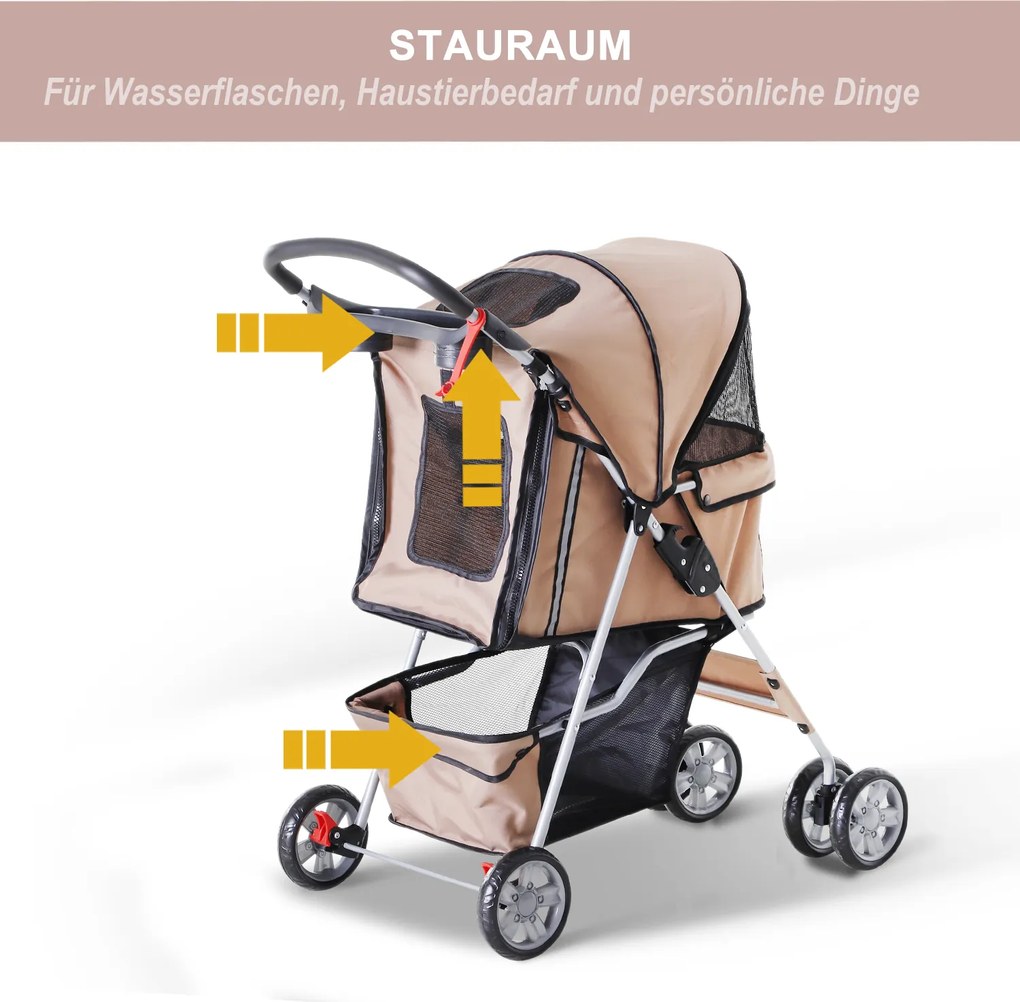 Outsunny Wózek dla Psa Kota Składany Kawowy do 15kg | Aosom PL