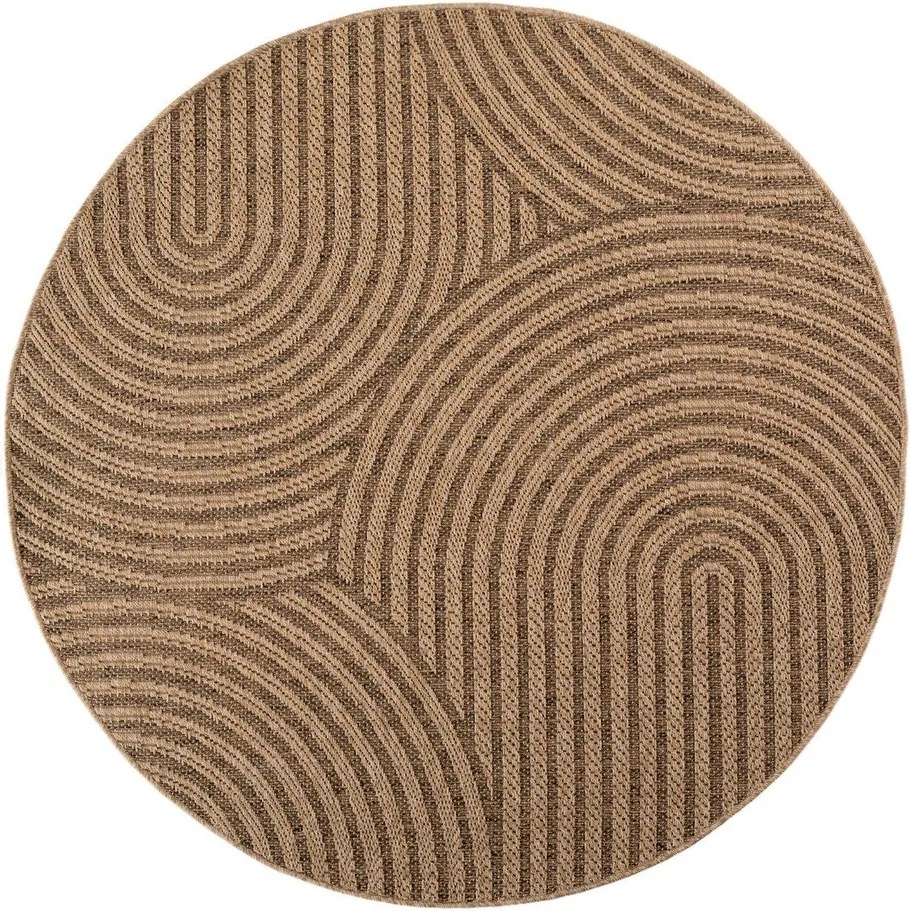 Brązowy okrągły dywan odpowiedni na zewnątrz ø 80 cm Timber 1401 – Ayyildiz Carpets