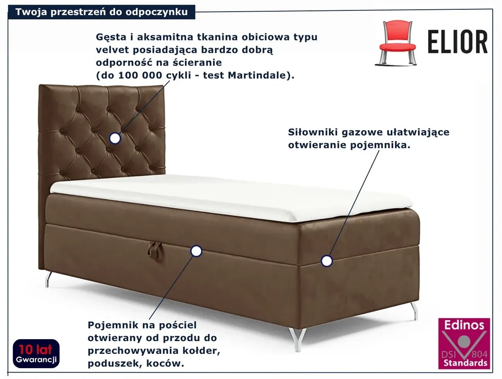 Brązowe łóżko kontynentalne z pikowaniem 3 rozmiary F5-F80