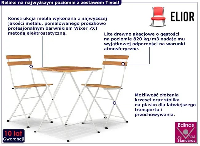 Zestaw mebli ogrodowych z metalowym stelażem - Tivos