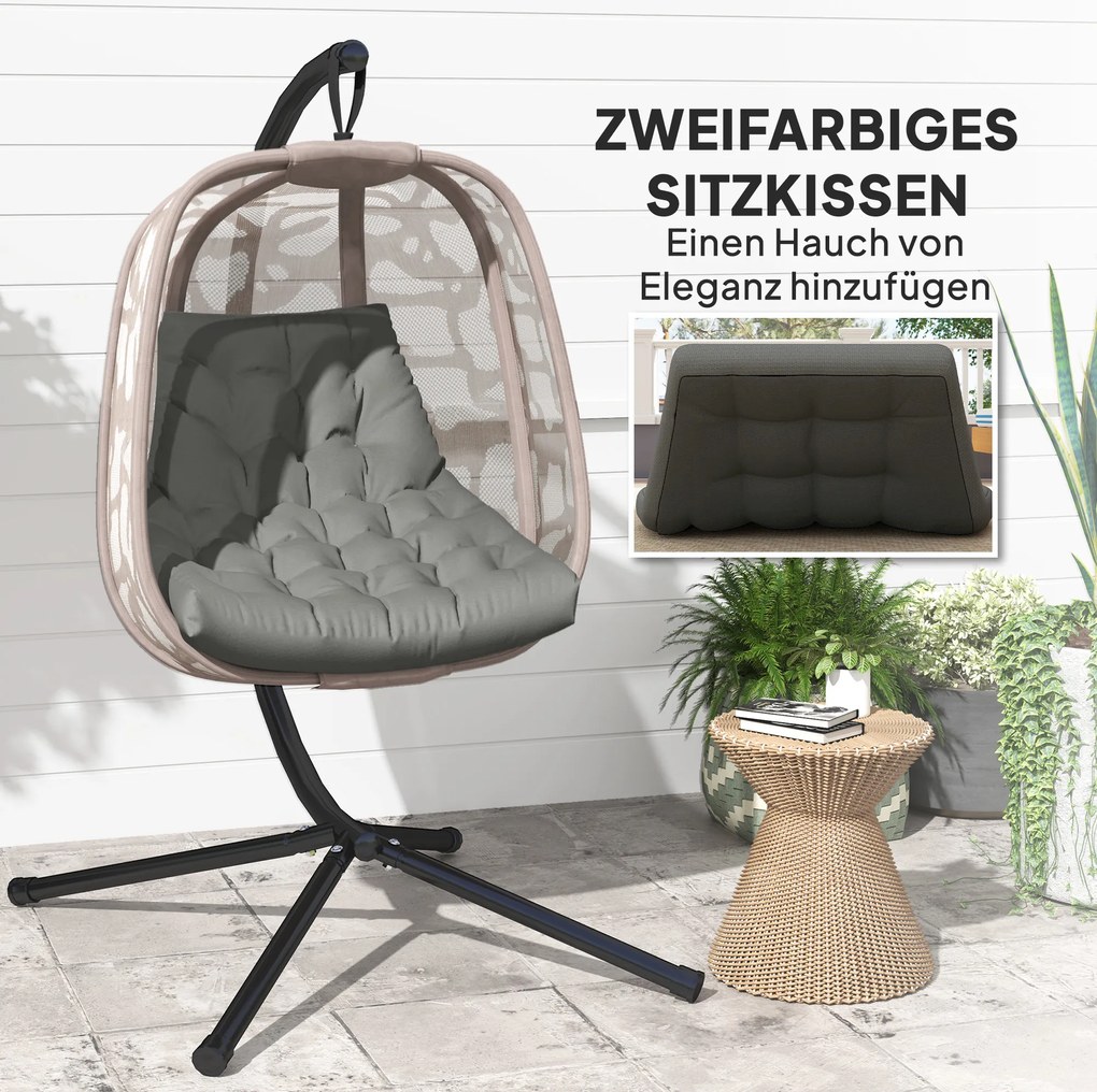 Outsunny Poduszka na siedzenie zewnętrzne, Poduszka do kosza wiszącego i krzeseł bujanych, Poduszka do zewnętrznego użytku, Szara